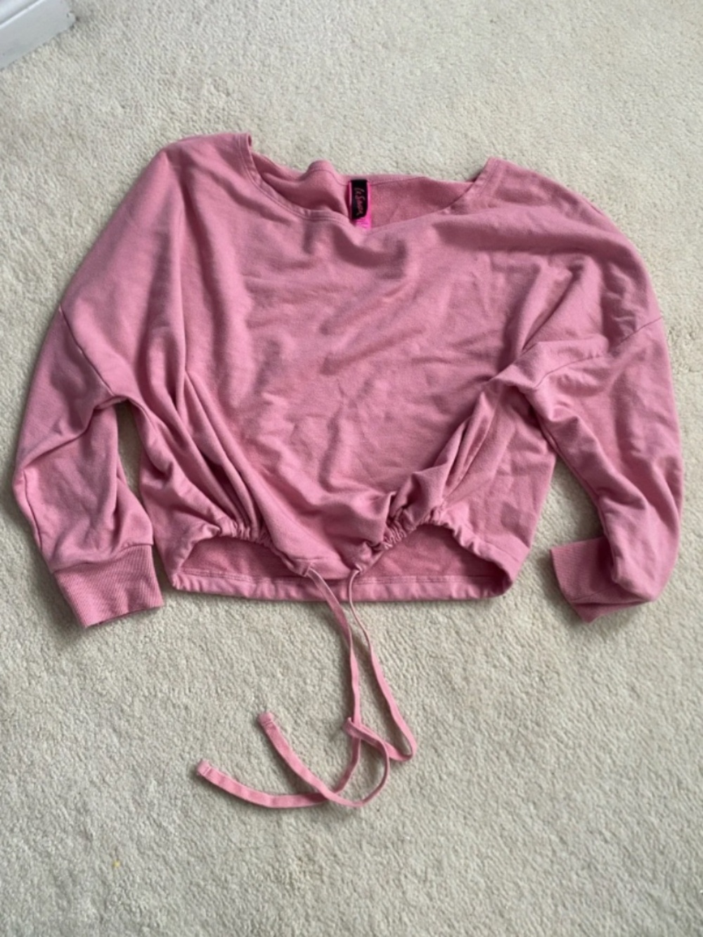 La Senza Pink Cropped Drawstring Sweatshirt